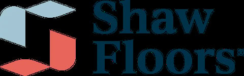 Shaw Floors logo featuring geometric shapes in blue and coral with company name text